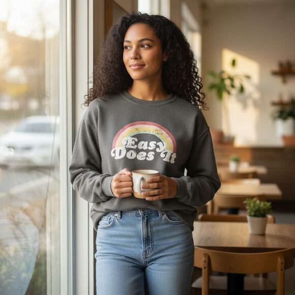 Wildfox "Easy Does It" Rainbow Sweatshirt | Soft Grey | Women's Medium - Picture 1 of 8